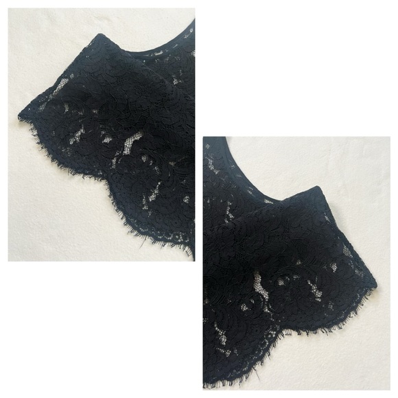 Aritzia Wilfred Black Lace Silk Trim Sleeveless Sheer Blouse XS Romantic Elegant - Picture 8 of 15